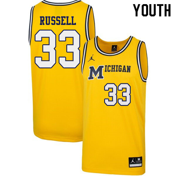 Youth #33 Cazzie Russell Michigan Wolverines 1989 Retro College Basketball Jerseys Sale-Yellow